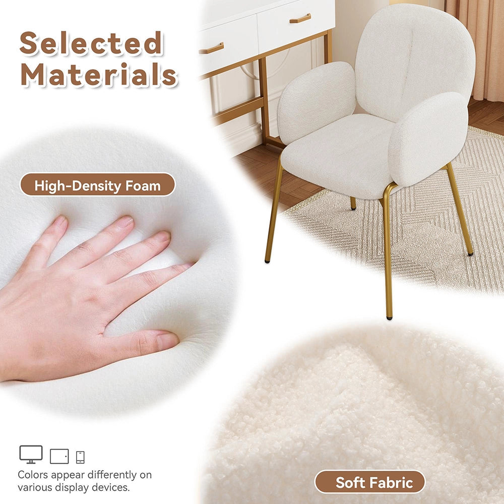 Sedia da pranzo lussuosa - Xylo - L 55 ¡Á P 64,5 ¡Á H 88 cm - Beige - Piedi dorati, rivestimento Teddy