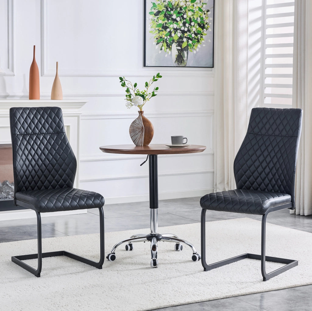 Set di 2 sedie da pranzo con schienale alto 100 cm; in PU nero e metallo nero