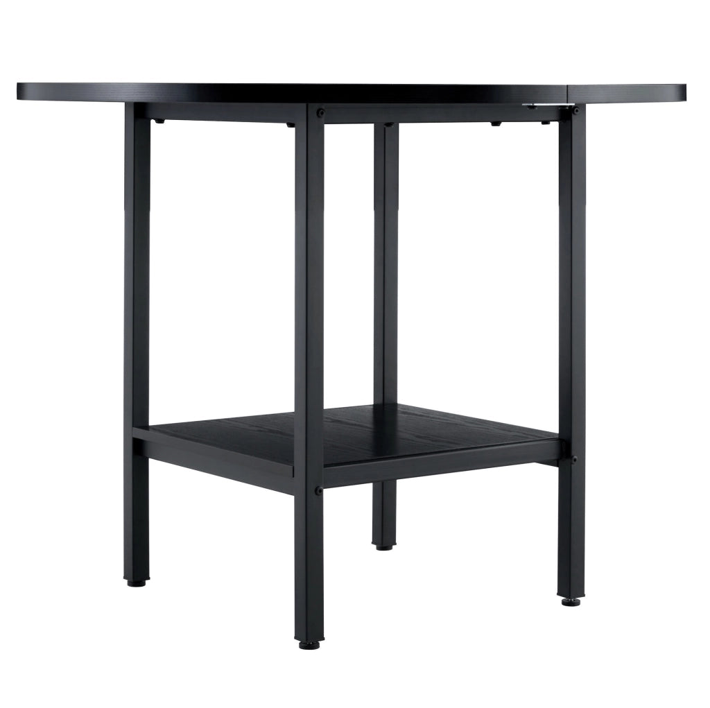 Tavolo rotondo da pranzo con ripiano portaoggetti 100 cm nero in MDF e metallo per 4-6 persone