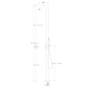 Colonna doccia da esterno leccio a pavimento inox spazzolato acqua calda fredda *** finitura- spazzolato, confezione 1