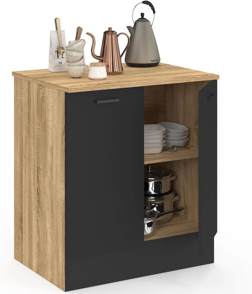 Base cucina 80 cm STIL Mobile a 2 ante in legno e nero