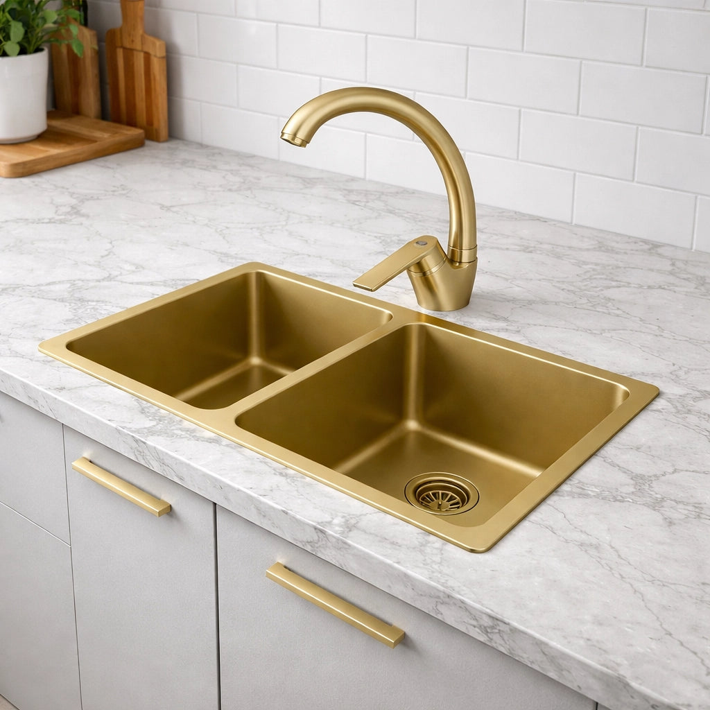 Miscelatore Rubinetto Monocomando Lavello Cucina Girevole ORO Satinato 94020