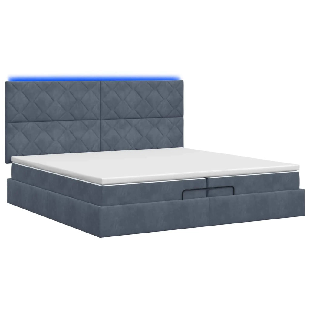 Letto Ottomano con Materasso e LED Grigio Scuro 200 x 200 cm 3458398