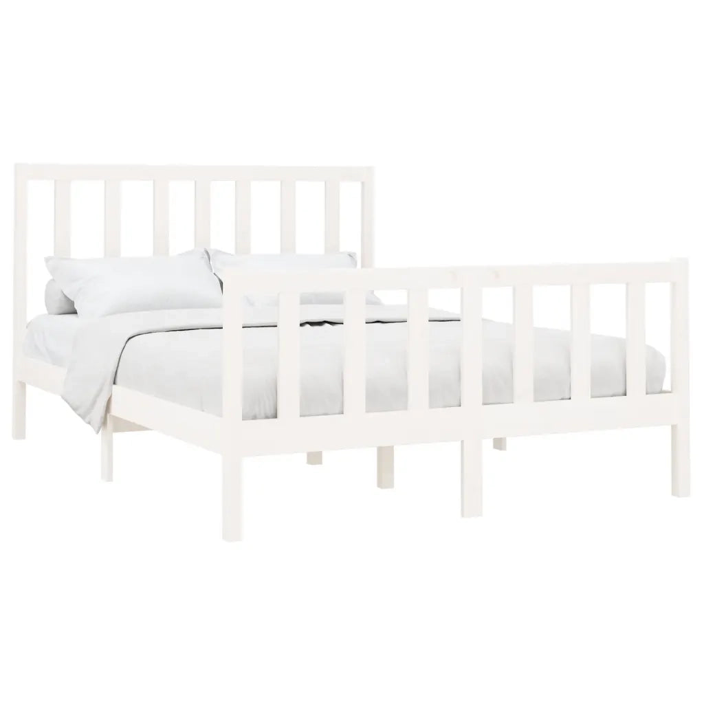 Letto senza Materasso-Struttura Letto Bianco 140x190 cm Legno Massello di Pino 458343