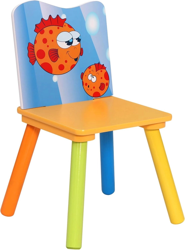 Set Mobili Tavolo e Sedie per Bambini Tavolino con 2 Sgabelli Soggiorno Design Oceano in Legno