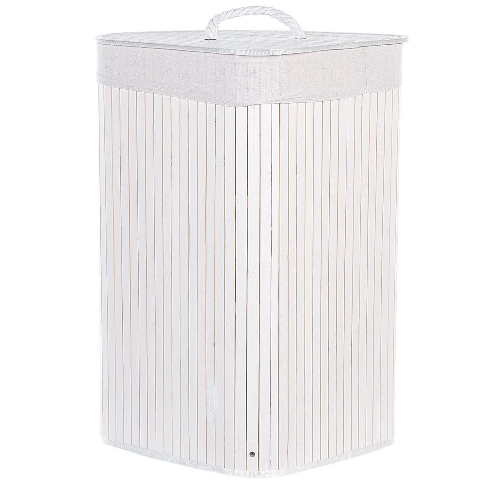 Cestino portaoggetti in bambù bianco con coperchio Cestino per biancheria Accessori pratici lavanderia bucato