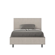 Letto imbottito 1 piazza e mezza 120x200 cm tessuto Labirinto Adele - Bianco,Con rete