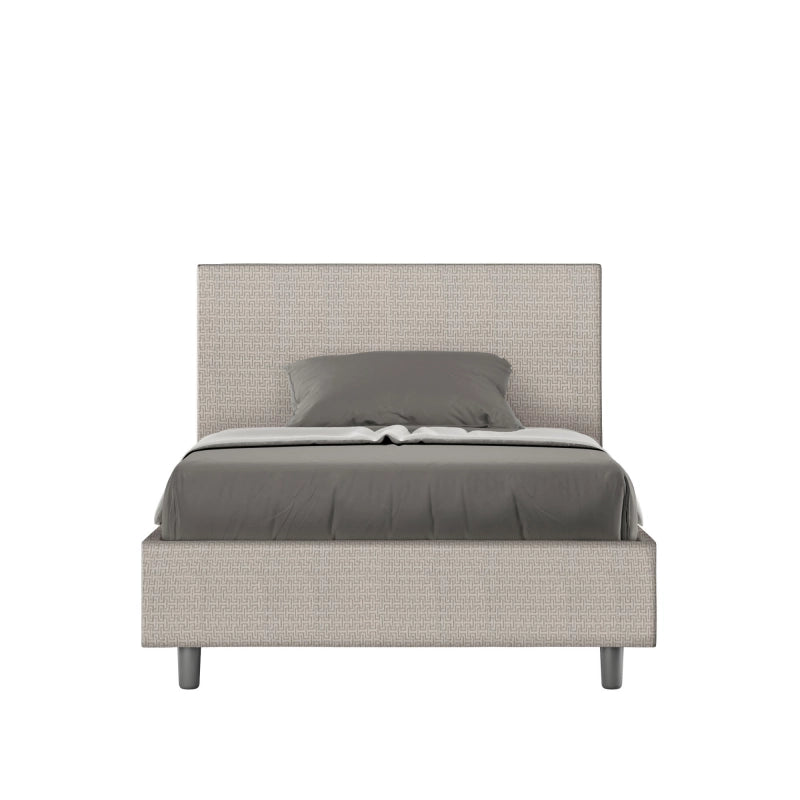 Letto imbottito 1 piazza e mezza 120x200 cm tessuto Labirinto Adele - Bianco,Con rete