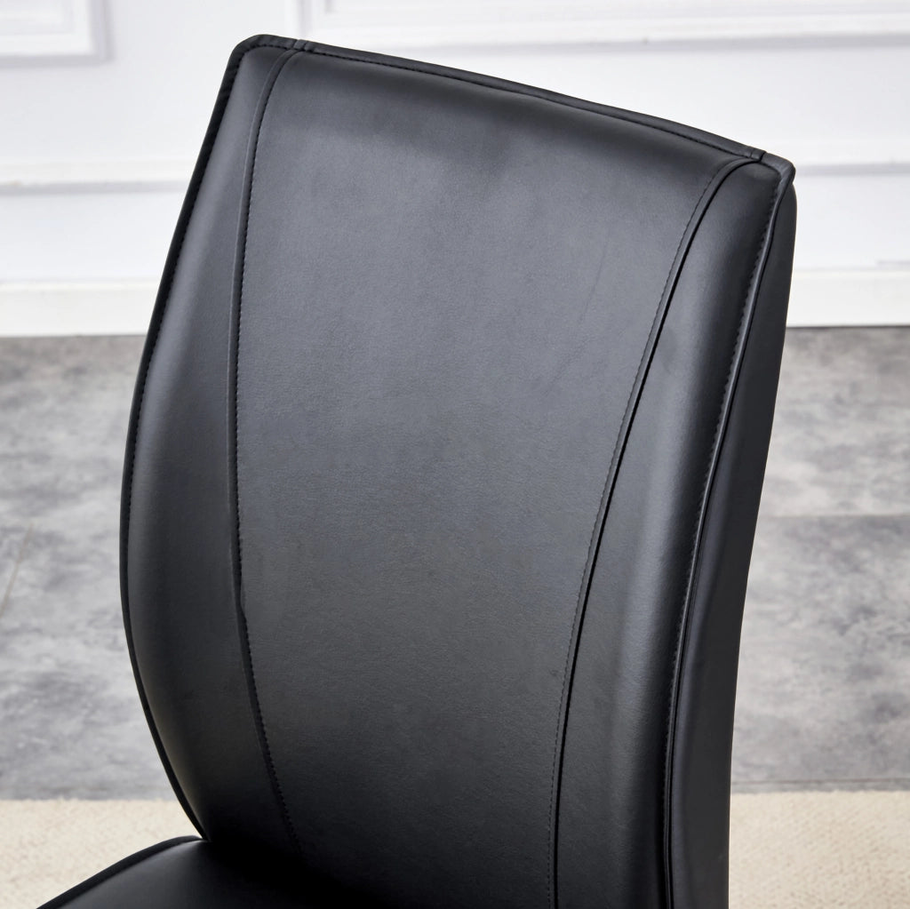 Sedia da pranzo moderna in PU nero con gambe in metallo dorato