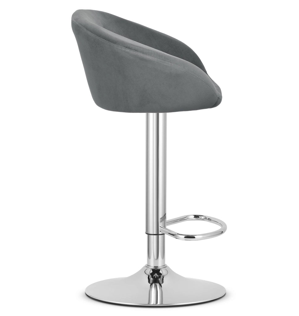 Sgabello in velluto VALORA EAST - Grigio - Base cromata x 2