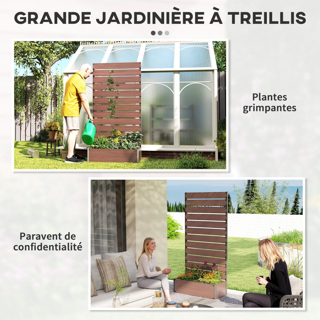 Fioriera Rialzata con Griglia per Piante Rampicanti ¨C zephmum ¨C Legno Composito, 64L