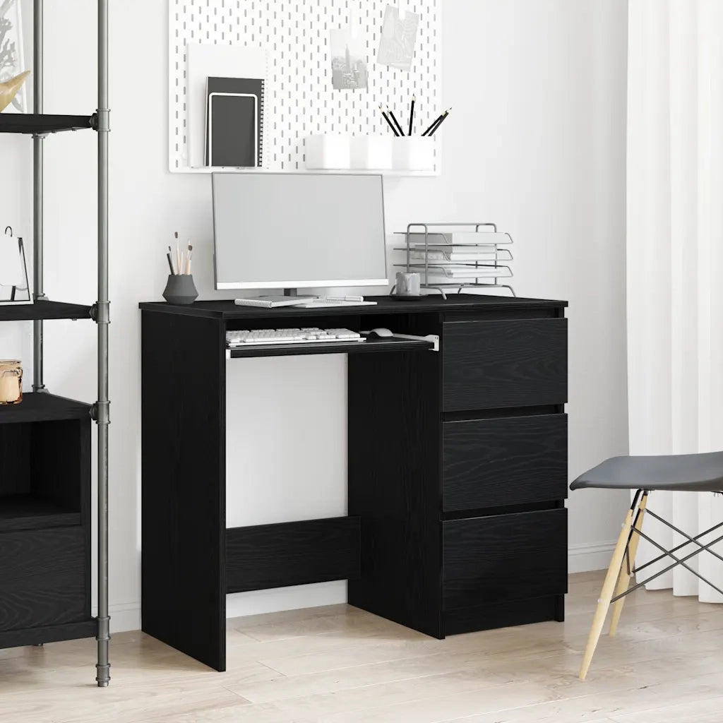 vidaXL Scrivania Rovere Nera 90x45x76 cm in Legno Multistrato