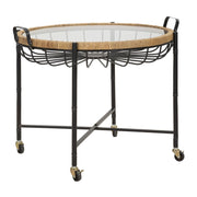 Tavolinetto Cebu Con Vetro E Ruote cm 70,5x65x57