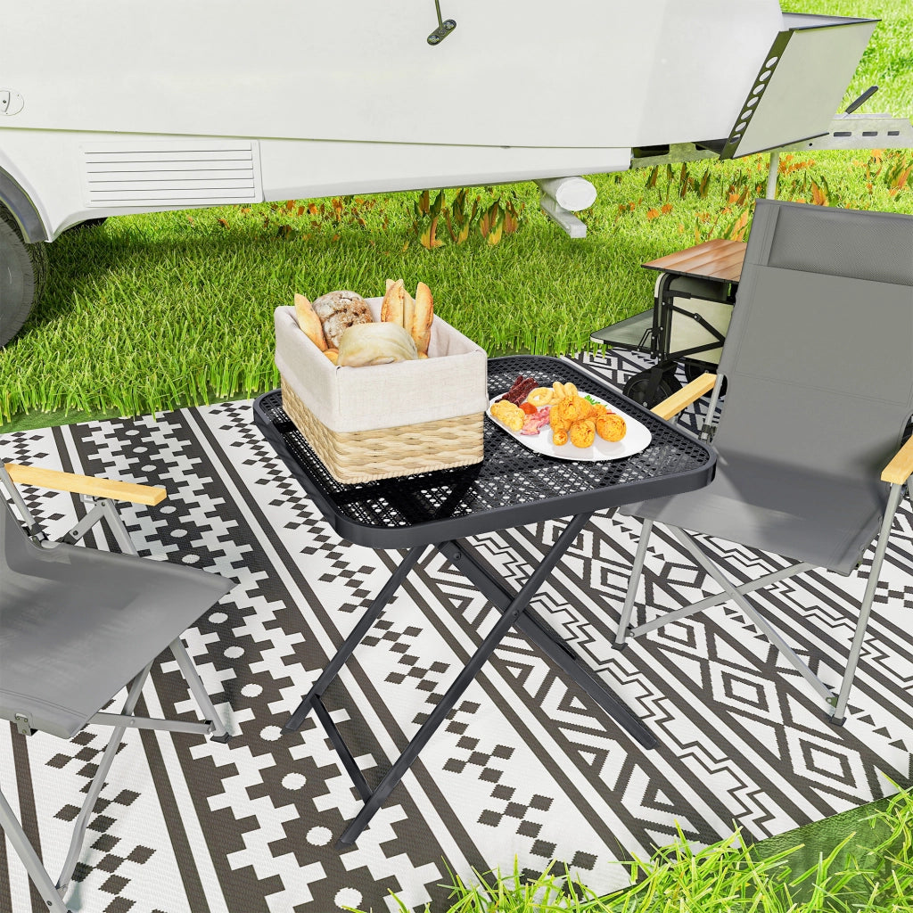 Tavolo da giardino pieghevole 70 x 70 cm; tavolo da balcone impermeabile; tavolo pieghevole quadrato con ritagli; nero