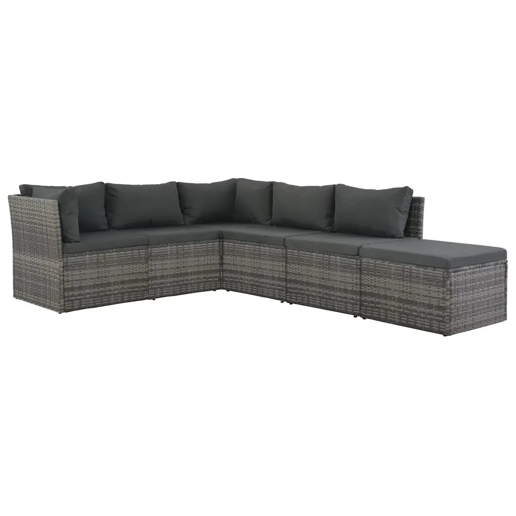 Set Divani da Giardino 4 pz con Cuscini in Polyrattan Grigio cod mxl 75920
