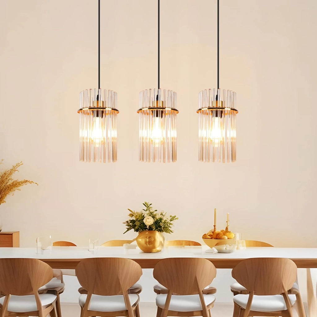 Lampada a sospensione ZMH 3 fiamme E27 in vetro dorato ? 16 cm per bar-caff¨¨ (senza lampadina)