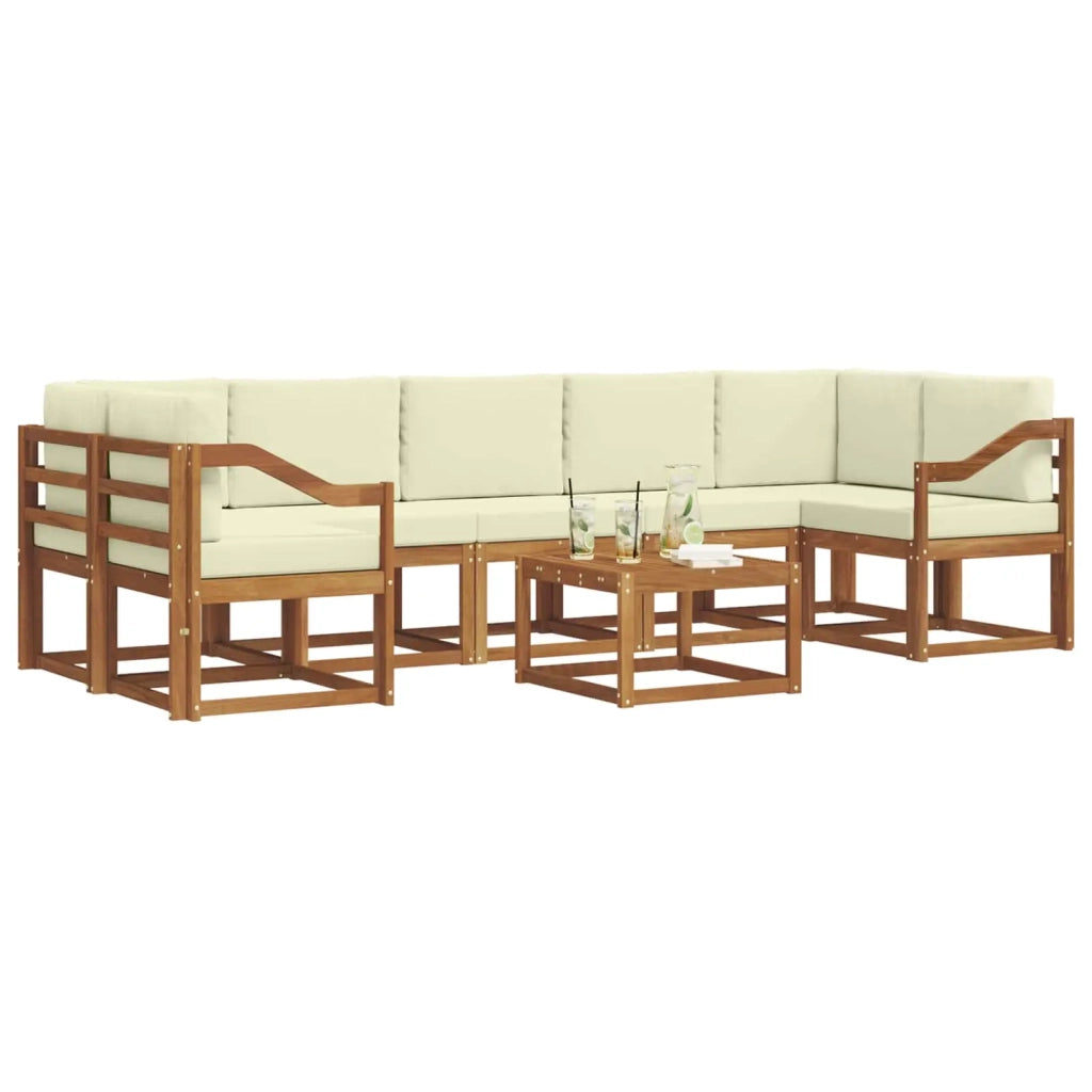 Set di divani da esterno con cuscino 8 pcs Naturale e Crema 3366163