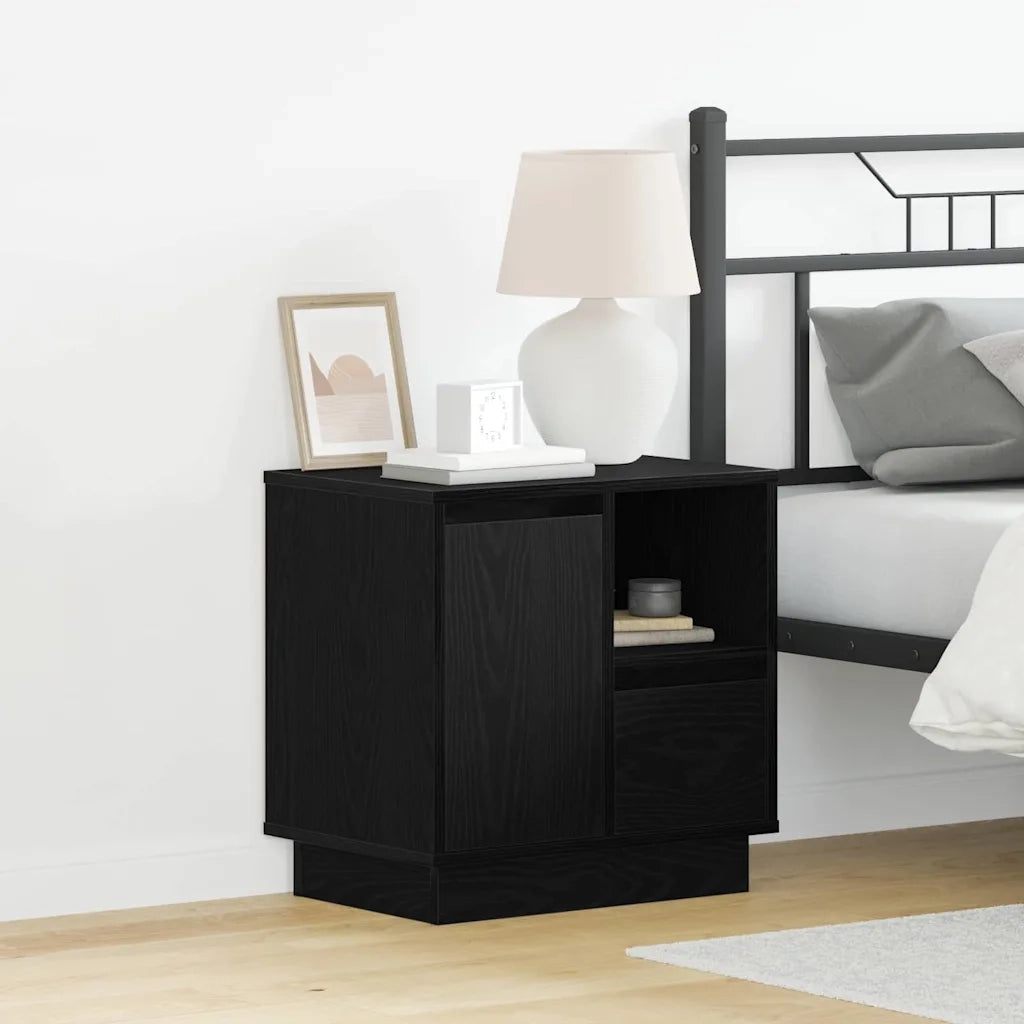 Set di 2 Comodini | Armadio da Notte | Mobiletto da notte Rovere Nero 50 x 34,5 x 50 cm.