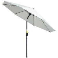 Ombrellone da Giardino Rotondo con Manovella e Inclinabile a 3 Livelli, Ø265x240 cm, Crema