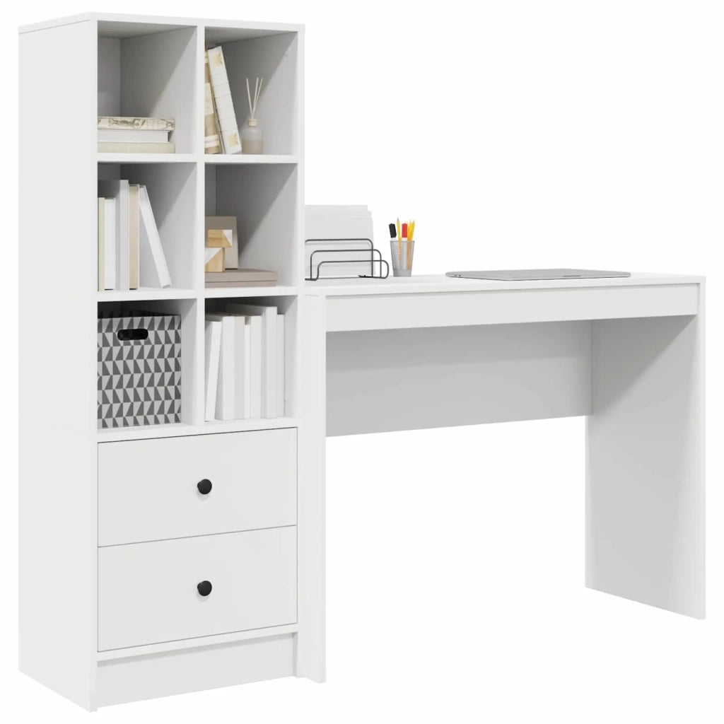 Scrivania con cassetto con lo scaffale 2 pcs Bianco 3337329