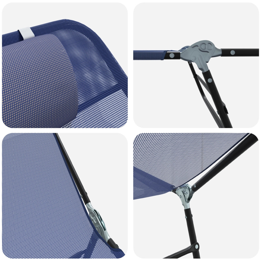 Lettino Prendisole Pieghevole con Testa Navy Textilene