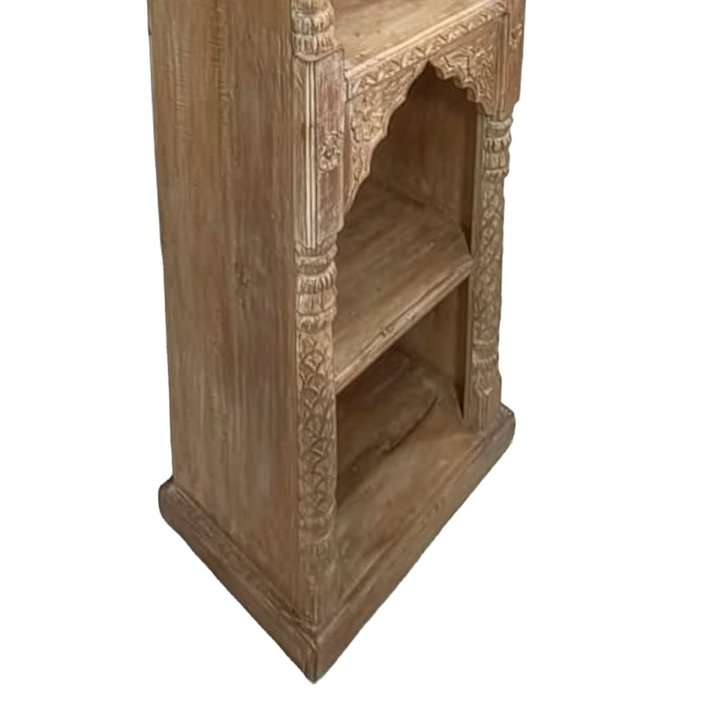 Libreria in legno con finitura artigianale marrone, 57x38x180h cm