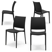 Set 4 sedie in polipropilene MOON impilabile resistente ai raggi UV design moderno ideale per sala da pranzo, cucina, giardino, bar, colore Nero Grafite