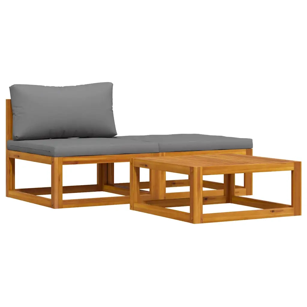 Set Divani da Giardino 3 pz con Cuscini in Massello di Acacia 311854