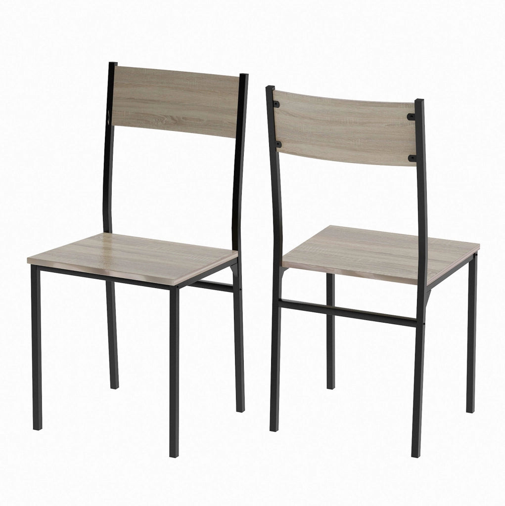 Set da pranzo con tavolo e 2 sedie 70x70x75 cm; MDF con PVC e metallo naturale