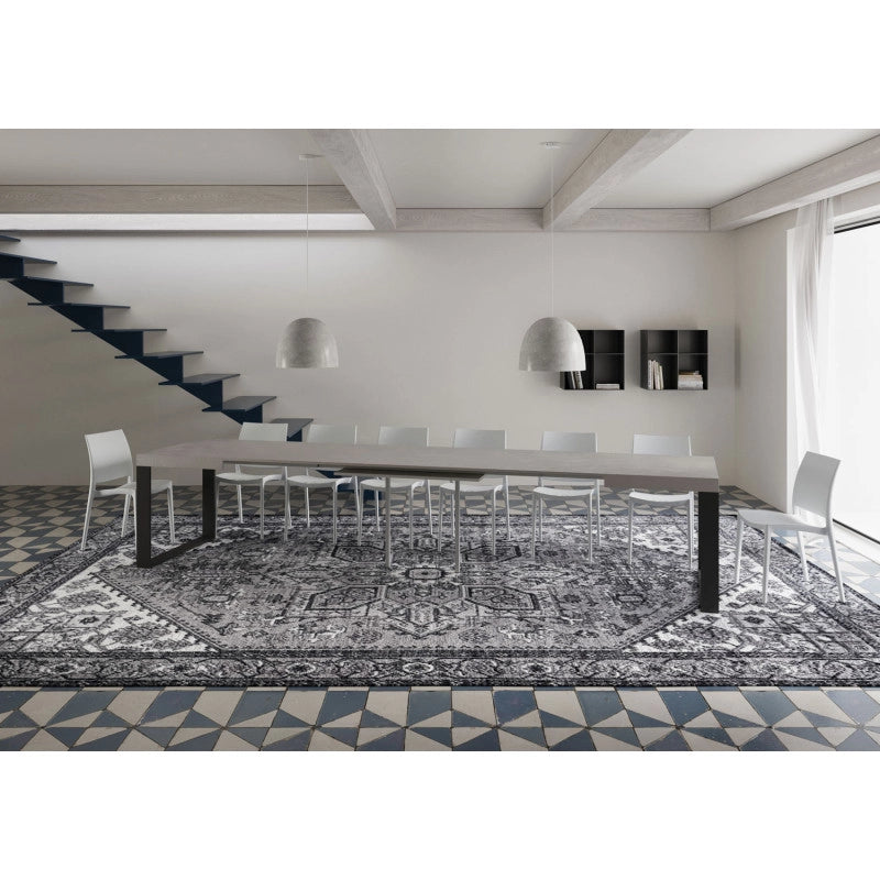 Tavolo allungabile 140/400x90 cm Tecno telaio Antracite - Cashmere