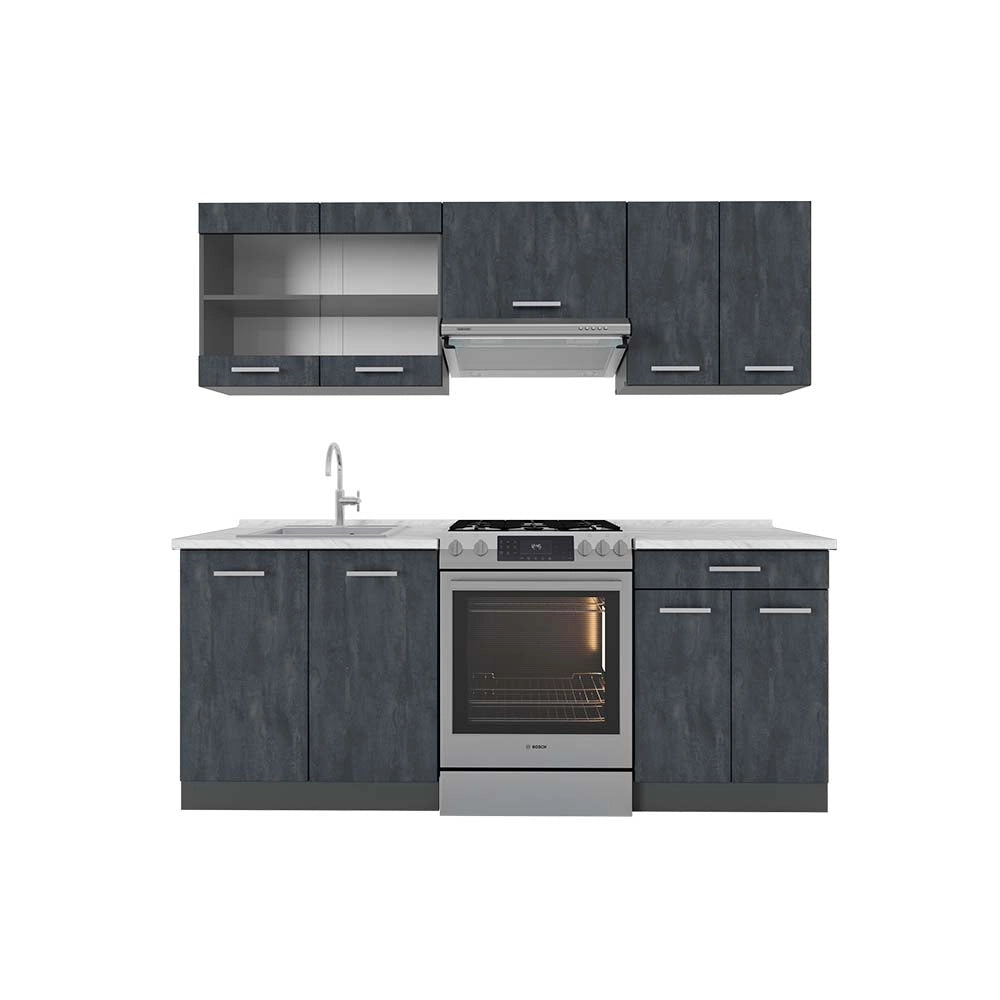 Vicco Mobile da cucina Calcestruzzo nero/antracite 200 cm PL Marmo