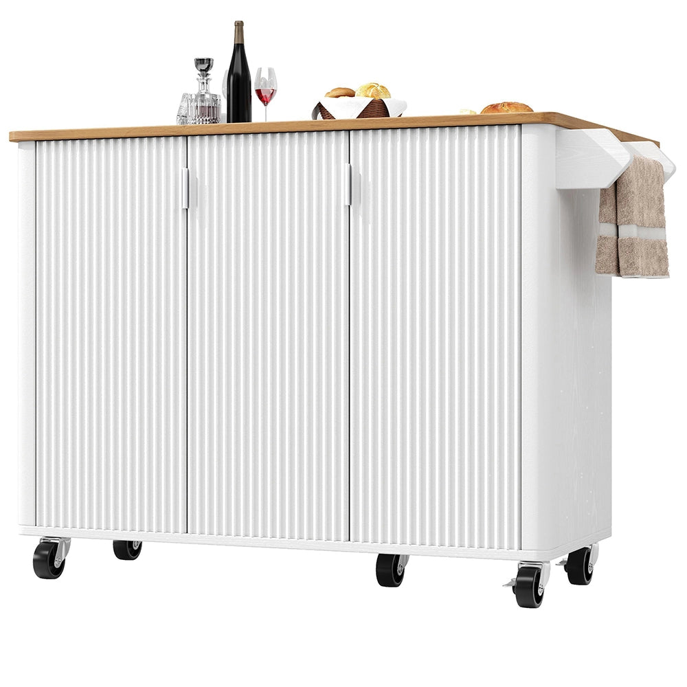 Isola cucina con legno - Xylo - 130x45x92cm 3 ante regolabile