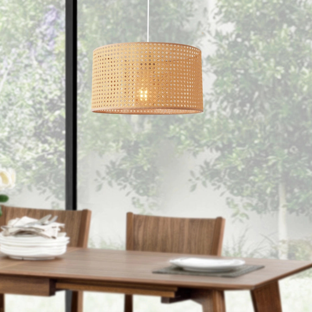 Lampada a Sospensione Shrewsbury con Paralume Cilindrico Traforato - Beige lux.pro