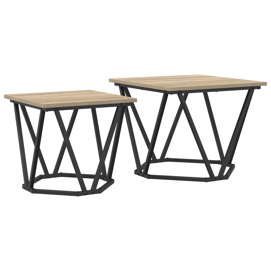 Tavolini 2 pz in legno ingegnerizzato rovere Sonoma