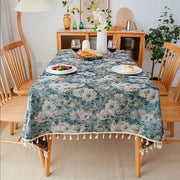 Tavolo quadrato impermeabile in cotone e lino, 140 x 180 cm, con asciugamani, tovagliato quadrato elegante per decorazione in cucina. - Quadro a olio con frange - 140*180cm