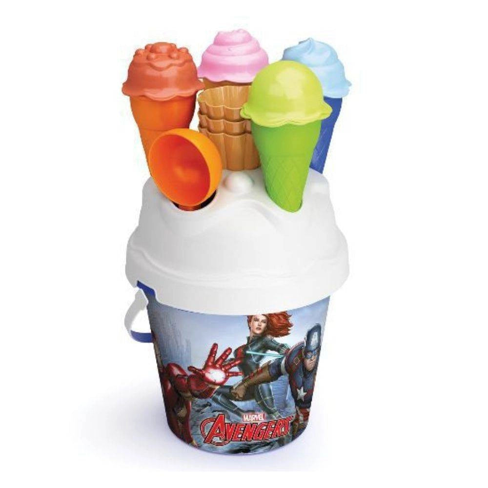 Trade Shop - Secchiello Avengers 18 Cm Gioco Spiaggia Mare Sabbia Con Formine Cono Gelato 116000 -