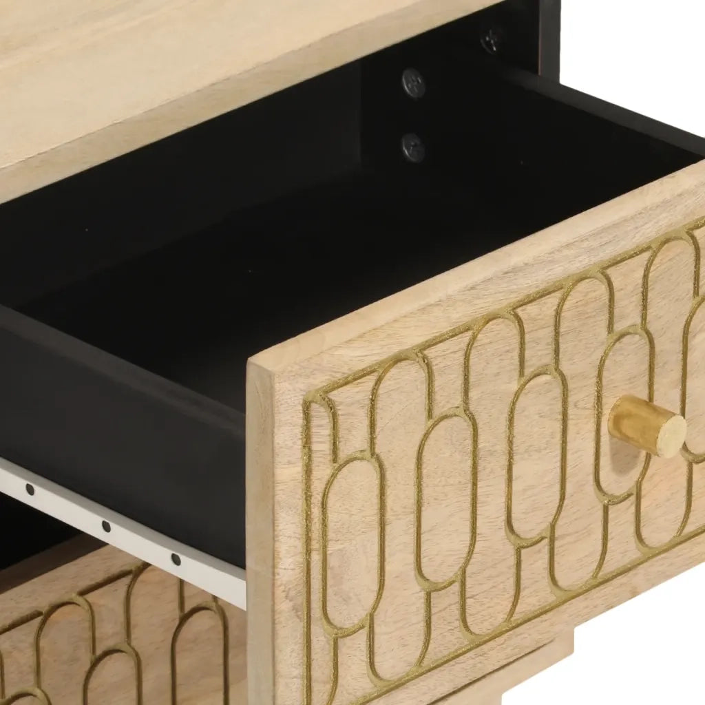 Comodini 2pz-Set di 2 Tavolino da notte 40x33x46 cm in Legno Massello di Mango 393405