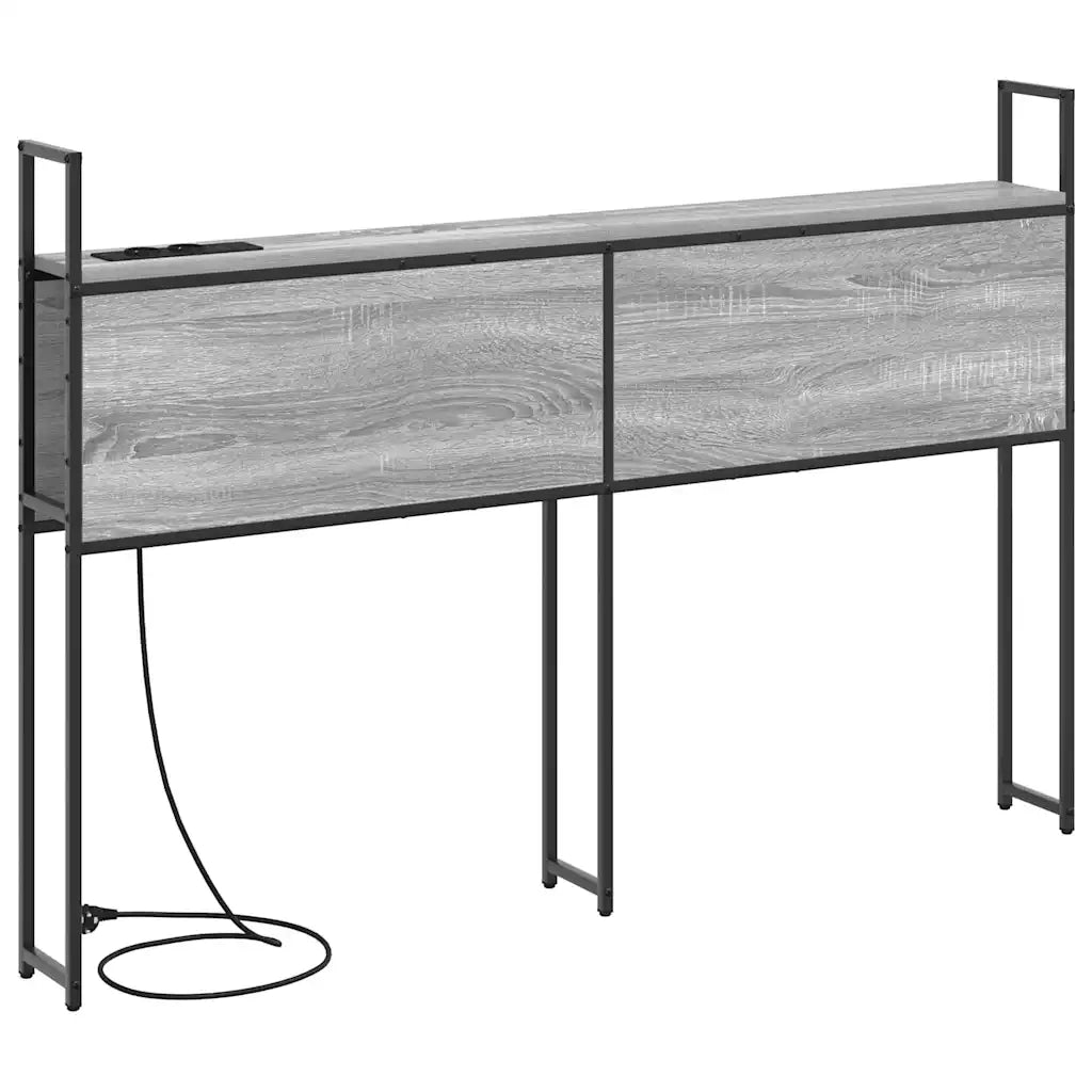 Testiera con Stazione di Carica e Storage-Testiera Multifunzionale-Testata Grigio sonoma 135 cm
