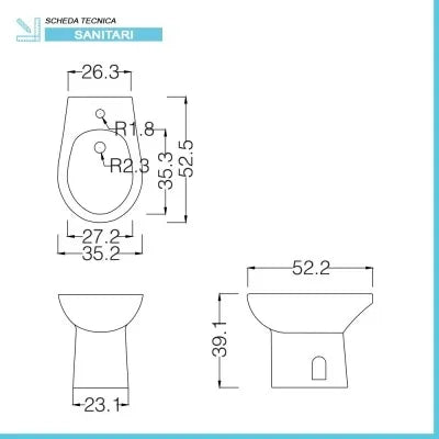 Set sanitari bagno in ceramica bianca lucida  Flora completo di sedile wc