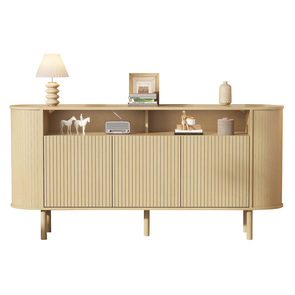 Credenza moderna 160 cm con 3 ante e vani aperti