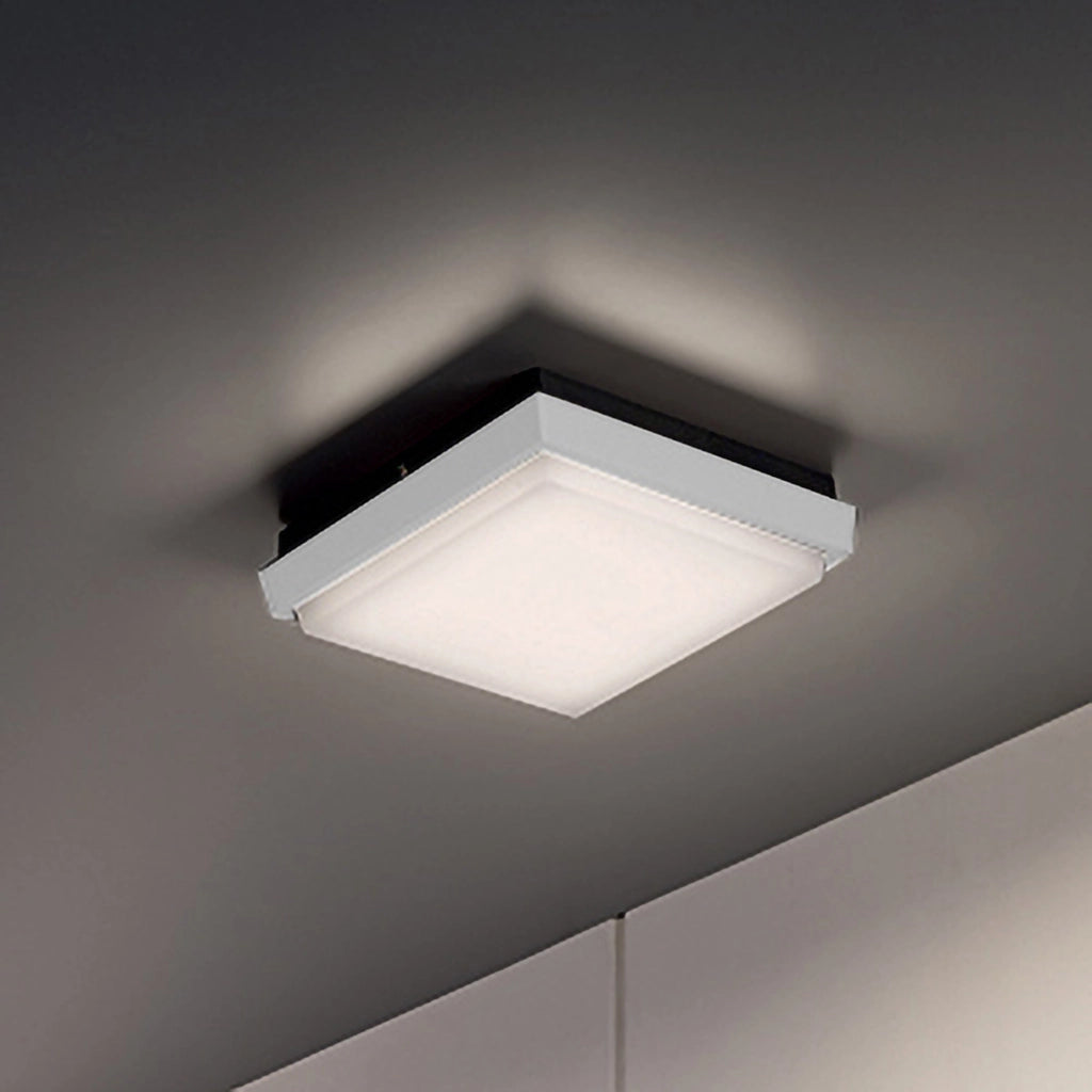 Alu Lampada da Parete e Soffitto in Alluminio Bianco Opaco, 17.5x17.5x4.5 cm, LED 10W 3000K IP54 per Illuminazione Interna ed Esterna di Design