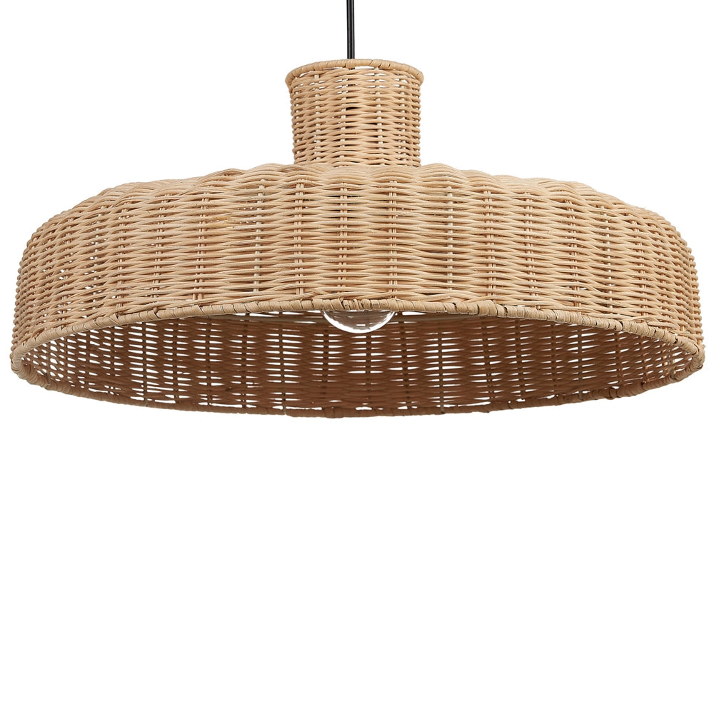 Lampadario a sospensione rattan beige naturale fatto a mano 108 cm boho