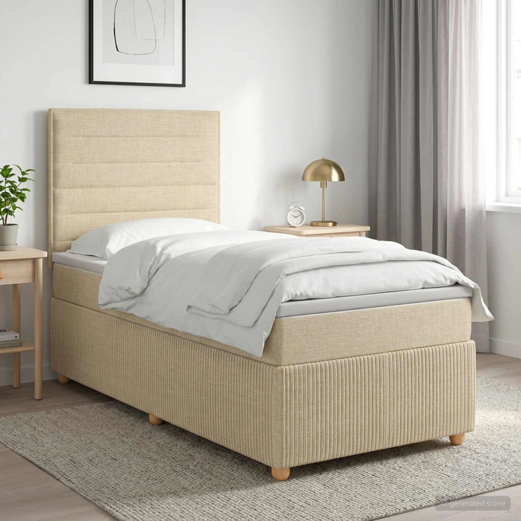 Letto box spring con materasso Crema 90 x 190 cm Tessuto 3454282