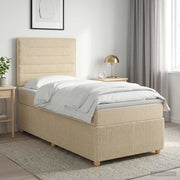 Letto box spring con materasso Crema 90 x 190 cm Tessuto 3454282