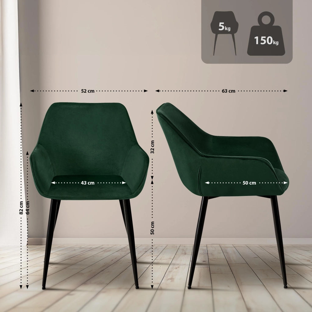 2er Set Esszimmerstuhl Vessa Samt