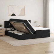 Letto con Contenitore con testiera 2 pz Nero Pelle Sintetica 3458915