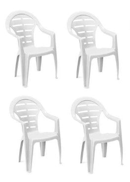 SET 4 SEDIE DA GIARDINO MOYO IN POLIPROPILENE COLORE BIANCO 54 X 56 X 81 CM