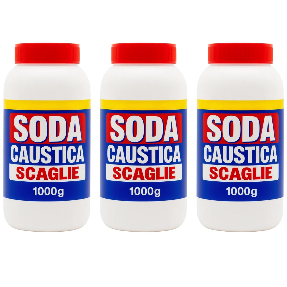 Soda caustica in scaglie disincrostante multiuso formato 1 kg pezzi 3 *** prod tipo 2, confezione 1