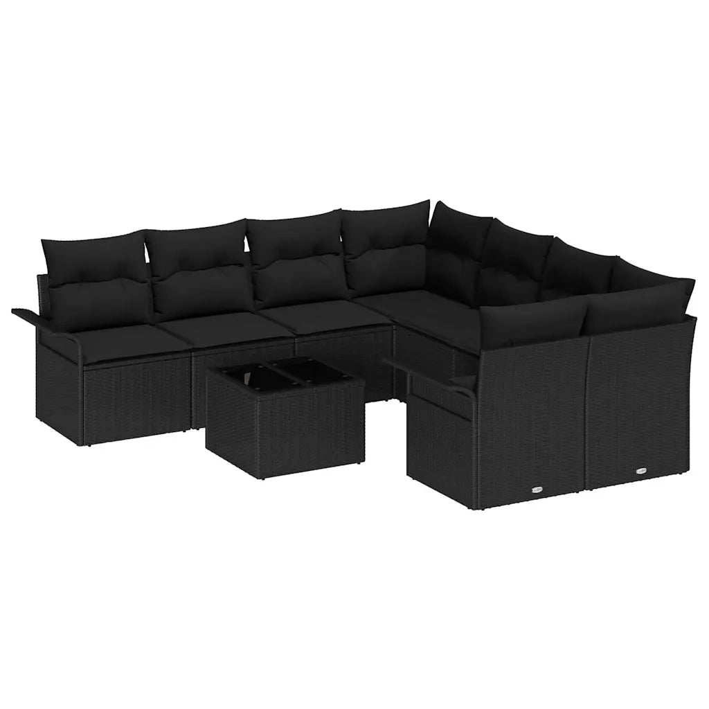 Set Divano da Giardino con cuscino 9 pcs Nero polyrattan 3353972