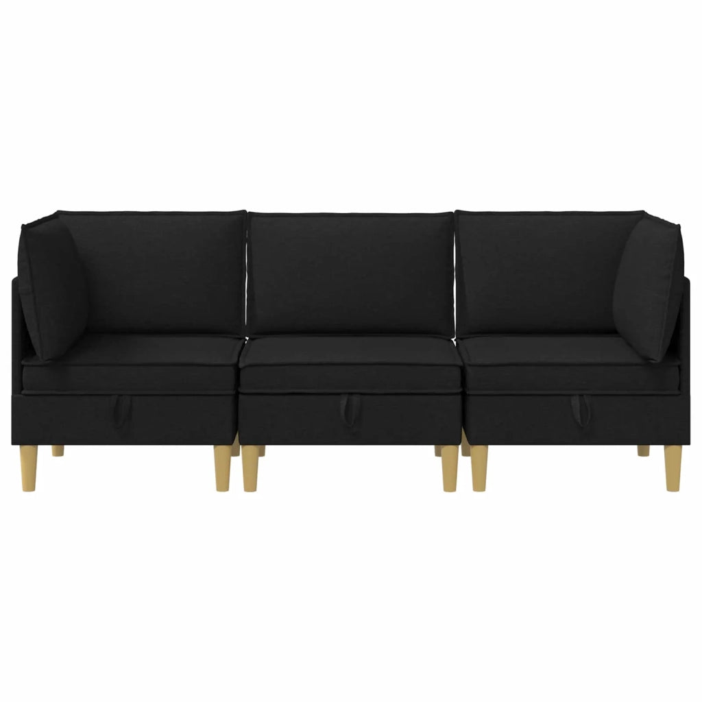 Set di mobili per il soggiorno con cuscino 3 pcs Nero Tessuto 3413683
